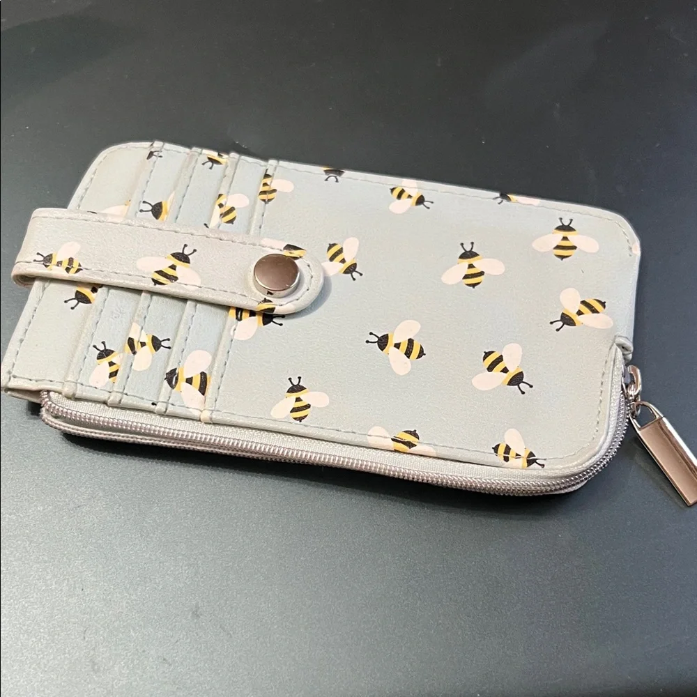 Bee Pattern Wallet with Snap Closure